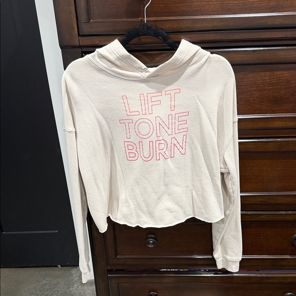 Pure Barre LBT Cream Hoodie with Pink Text